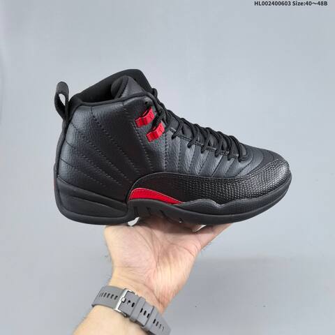 Jordan Air Jordan 12 Retro Black Red 40 48B Basketball - Men's (BS-65819)
