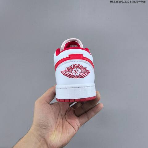 Jordan Air Jordan 1 Low White Red 36 46 Casual - Unisex (BS-67178)