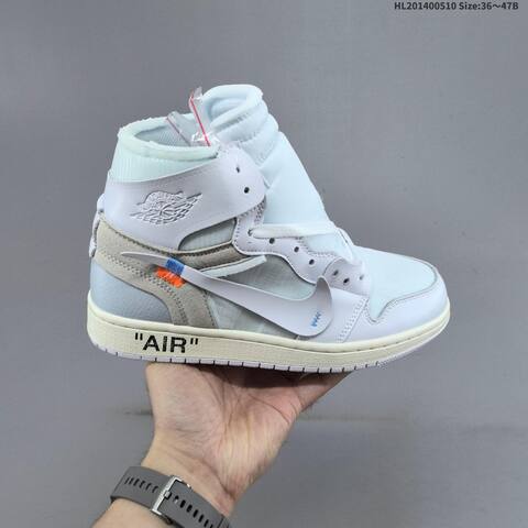 Nike Air Jordan 1 Retro High OG x Off-White UNC White Light Blue Grey 36 47B Basketball - Women's (BS-66005)
