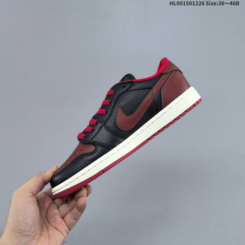 Jordan Air Jordan 1 Low Black Brown Red 36 46B Lifestyle - Women's (BS-67269)