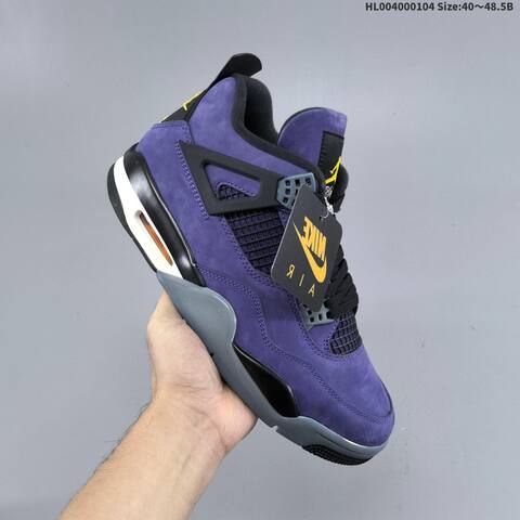 Jordan Air Jordan 4 Retro OG Imperial Purple Black Grey Yellow EU 40-48 5 Basketball - Men's (BS-67121)