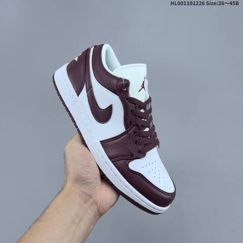Jordan Air Jordan 1 Low White And Team Red Burgundy 36 45 Casual - Unisex (BS-67260)
