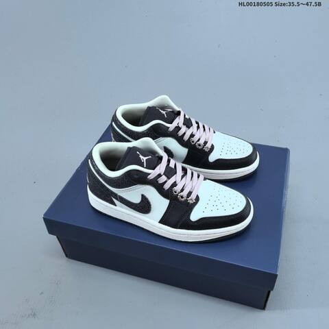 Jordan Air Jordan 1 Low SE Black White With Pale Pink Laces 35 5 47 5 Lifestyle - Unisex (BS-66034)