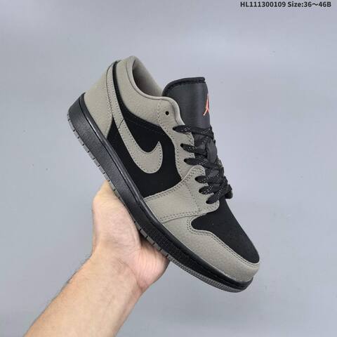 Jordan Air Jordan 1 Low OG Black And Grey With Pink Logo 36 46 Casual - Unisex (BS-67033)