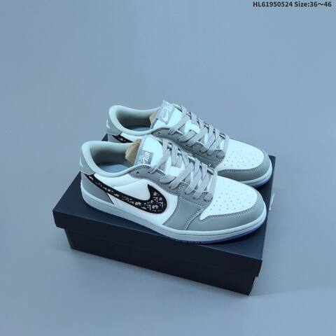 Jordan Air Jordan 1 Low OG Grey White Black 36 46 Lifestyle - Unisex (BS-65884)