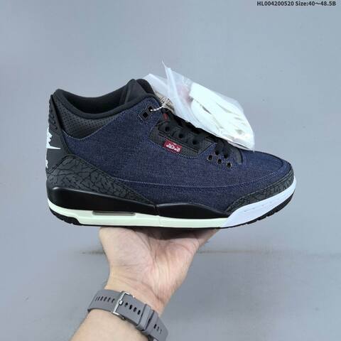 Jordan Levi s x Air Jordan 3 Retro SP Denim Black White Red EU 40-48 5 Basketball - Men's (BS-65913)