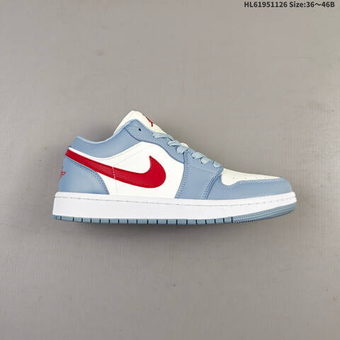 Jordan Air Jordan 1 Low Light Blue White Red 36 46 Casual - Unisex (BS-63060)