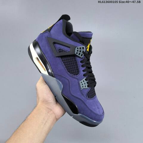 Jordan Air Jordan 4 Retro OG Imperial Purple Black Grey Yellow EU 40-47 5 Basketball - Men's (BS-67093)