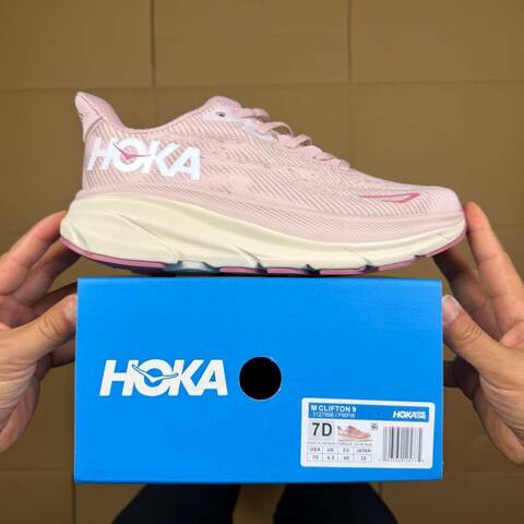 HOKA Clifton 9 Light Pink White Running Shoe Running Sneakers BS-86879