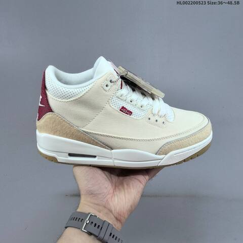 Jordan Air Jordan 3 Retro Cream White With Burgundy Accents 36 48 5 Basketball - Unisex (BS-65895)