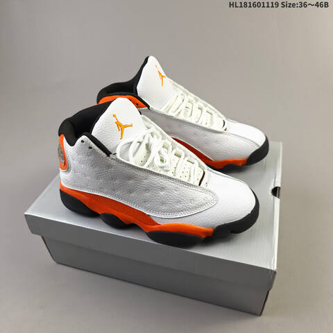 Jordan Air Jordan 13 White Black Orange 36-46B Basketball - Women's (BS-63456)