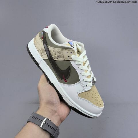 Nike SB Dunk Low CNY White Olive Beige Dark Brown Red EU 35 5-45 Skate Shoe - Unisex BS-60763