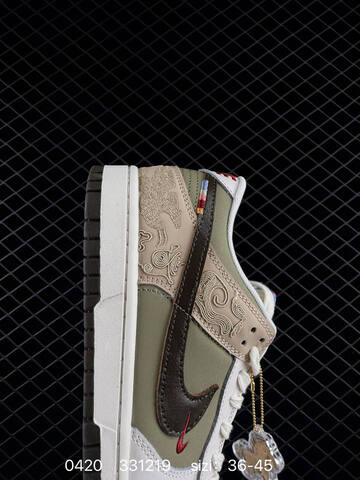 Nike SB Dunk Low IQ1118-220 CNY Pegasus Pack White Olive Green Khaki Dark Brown With Red Accents EU 36-45 Skate - Unisex (BS-71976)