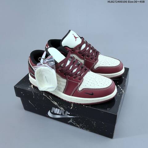Jordan Air Jordan 1 Low Burgundy White Black EU 36-45 Lifestyle - Unisex (BS-67076)