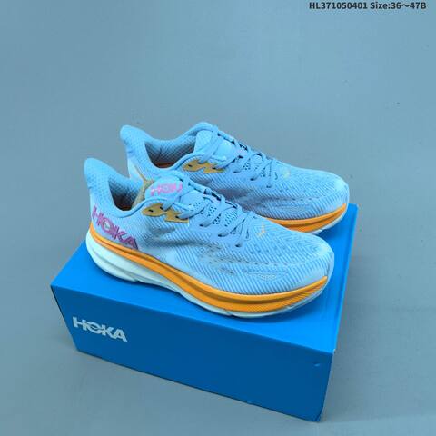 HOKA ONE ONE Clifton 9 Light Grey White Black EU 36-47 Running Shoe Running Sneakers - Unisex (BS-69364)