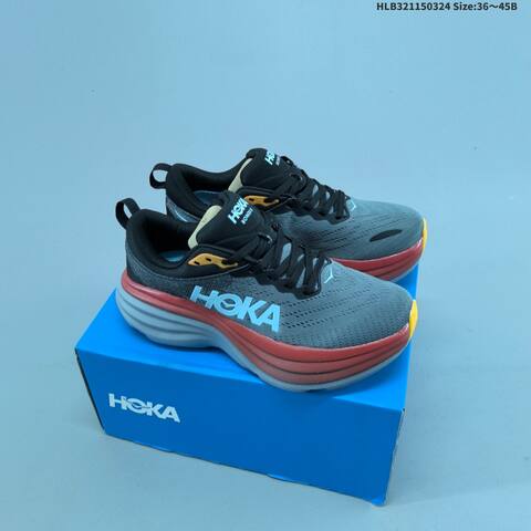 HOKA Bondi 8 Light Grey Pale Yellow Neon Yellow EU 36-45 Running Shoe Running Sneakers - Unisex (BS-69375)