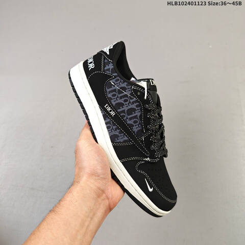 Jordan Air Jordan 1 Low Black White Dior Monogram EU 36-45 Basketball - Unisex (BS-63187)