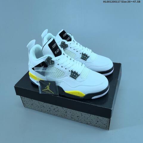 Jordan Air Jordan 4 Retro White Black Yellow EU 36-47 5 Basketball - Unisex (BS-66948)