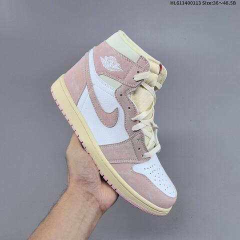 Nike Air Jordan 1 Retro High OG White Pink Beige 36 48 5 Casual - Unisex (BS-66985)