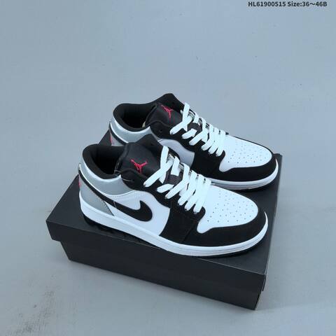 Jordan Air Jordan 1 Low Black White Silver Pink 36 46B Lifestyle - Women's (BS-65961)