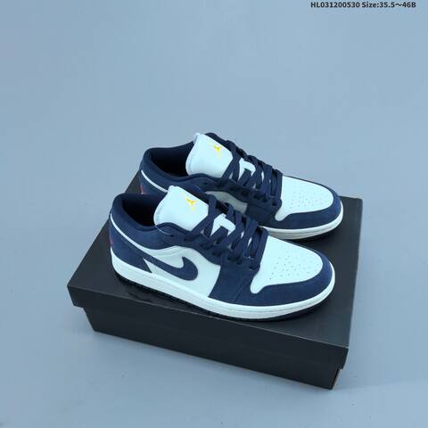Jordan Air Jordan 1 Low Obsidian Suede Navy White 35 5 46B Lifestyle - Women's (BS-65847)