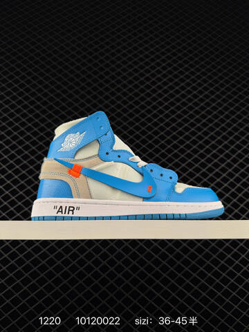 Off White x Jordan Air Jordan 1 High Off White White Light Beige Light Blue Orange EU 36-45 Sneaker - Unisex (BS-80020)