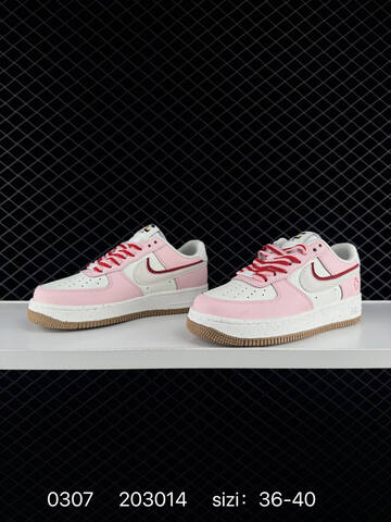 Nike Air Force 1 07 Pink White Red With Gum Sole 36-40 Casual - Unisex (BS-72754)