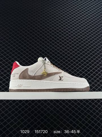 Nike Air Force 1 Blue White With Louis Vuitton Monogram Print 36-45 Lifestyle - Unisex (BS-74495)