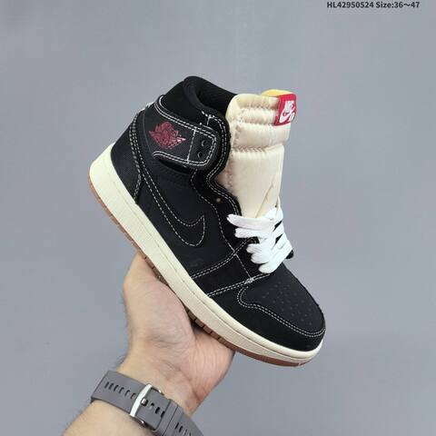 Nike Air Jordan 1 Retro Mid Black Cream White With Red Accents 36 47 Basketball - Unisex BS-65887