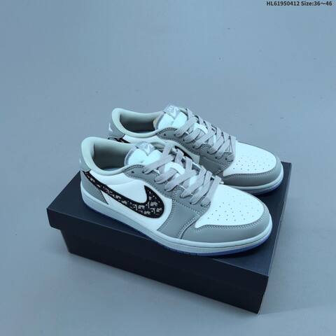 Jordan Air Jordan 1 Low White Grey Black Blue 36 46 Lifestyle - Unisex (BS-66223)