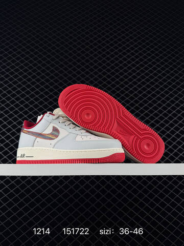 Nike Air Force 1 Light Grey Off White Red Multicolor EU 36-46 Sneaker - Unisex (BS-80062)