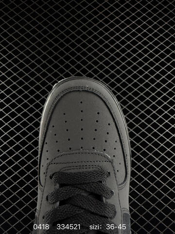 Nike Air Force 1 07 Black With Dark Grey Swoosh Cream Outsole And Collar Trim EU 36-45 Lifestyle - Unisex (BS-72010)