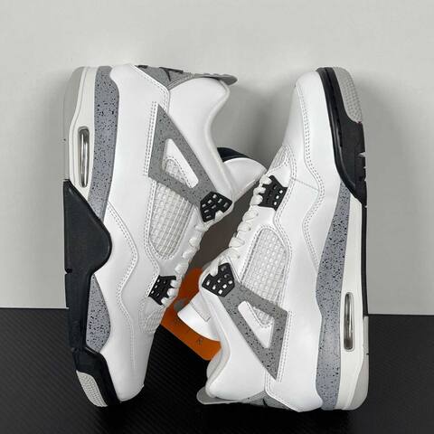 Jordan Air Jordan 4 Retro White Cement FV5029-100 White Black Grey Basketball Shoe BS-87273