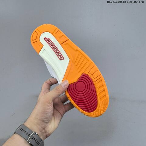 Jordan Air Jordan 3 Retro White Orange Red With Elephant Print Accents 36 47B Basketball - Women's (BS-65931)