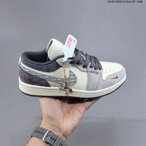 Jordan Air Jordan 1 Low White Gray Burgundy Gold EU 36-45 Lifestyle - Unisex (BS-65951)
