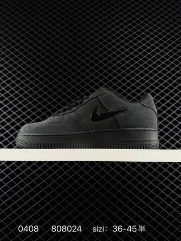 Nike Air Force 1 07 Triple Black Anthracite Suede With Glossy Black Swoosh EU 36-45 Half Sizes Available Lifestyle - Unisex (BS-72249)