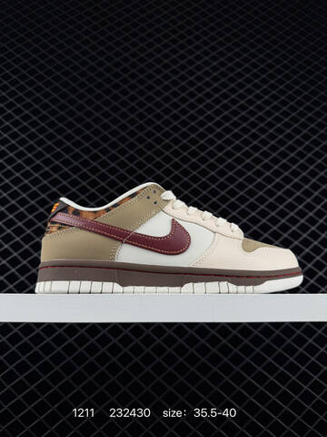 Nike SB Dunk Low Cream Khaki White Burgundy Brown 35 5-40 Skate - Unisex (BS-73765)