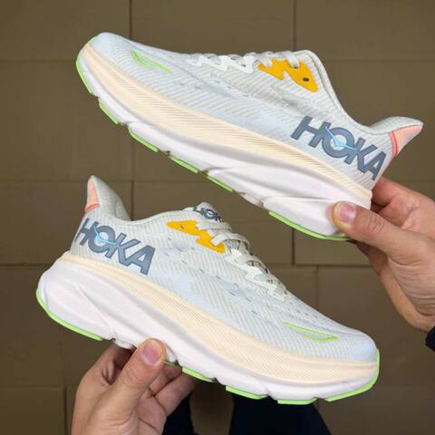 HOKA Clifton 9 White Beige Yellow Green Pink Running Shoe Running Sneakers (BS-86875)