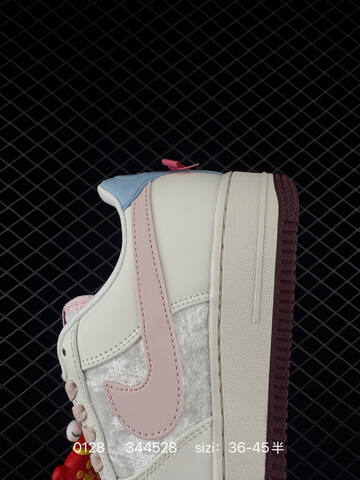 Nike Air Force 1 Low Off-white Pink Light Blue Metallic Silver With Burgundy Outsole 36-45 Half Lifestyle - Unisex (BS-72894)