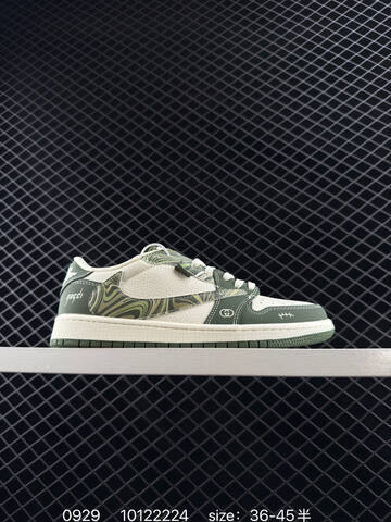 Jordan Air Jordan 1 Low Travis Scott Fragment Custom Dark Green Off White EU 36-45 Sneaker - Unisex BS-80603