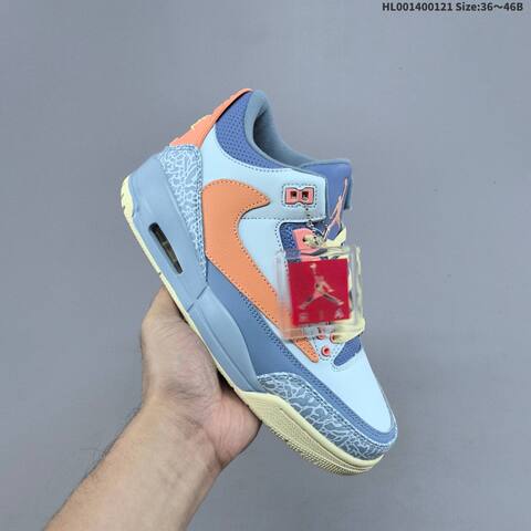 Jordan Air Jordan 3 Retro Light Blue Pink Peach Neon Yellow 36 46B Basketball - Women's (BS-66896)