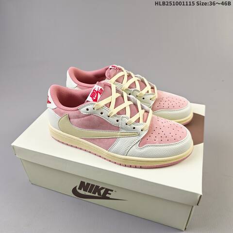 Nike Air Jordan 1 Low Pink White Cream 36 46 Casual - Unisex (BS-63673)