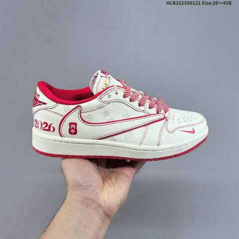 Nike Air Jordan 1 Low White Red Black 36 45B Lifestyle - Women's (BS-66906)