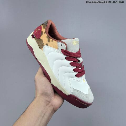 Jordan Session White Burgundy Brown Cow Print 36 45 Lifestyle - Unisex (BS-67127)