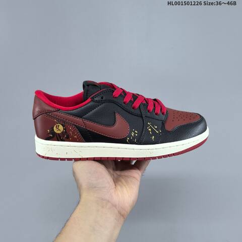 Jordan Air Jordan 1 Low Black Brown Red 36 46B Lifestyle - Women's (BS-67269)