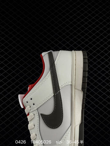 Nike Dunk Low Light Grey White Upper Dark Brown Swoosh And Outsole Red Inner Lining Off-white Midsole EU 36-45 Skate - Unisex (BS-71845)