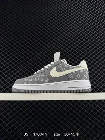 Nike Air Force 1 Low Gray And White With Monogram Print EU 36-45 Lifestyle - Unisex BS-74282