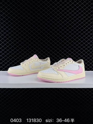 Jordan Travis Scott x Air Jordan 1 Low Cream White Pink EU 36-46 Sneaker - Unisex BS-79552