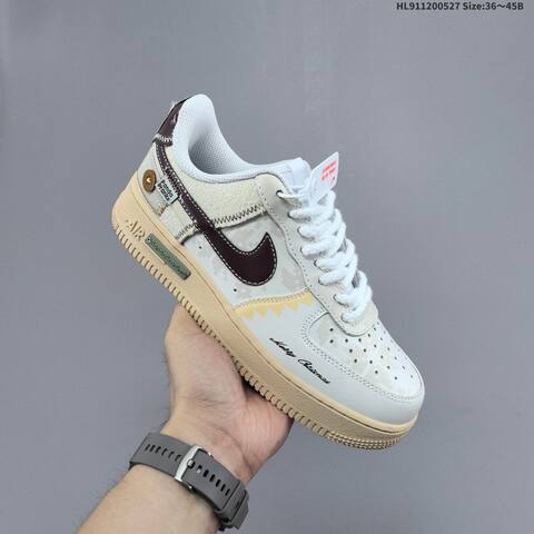 Nike Air Force 1 07 White Beige Burgundy Pale Yellow EU 36-45 Skate Shoe - Unisex BS-60078