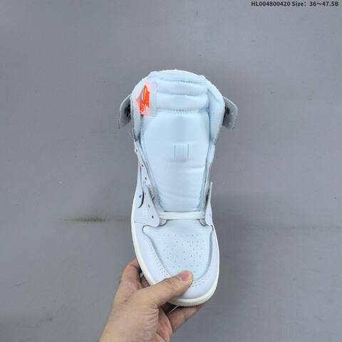 Jordan Air Jordan 1 High OG White Light Grey Off-white With Blue And Orange Accents 36 47 5B Lifestyle - Unisex (BS-66125)
